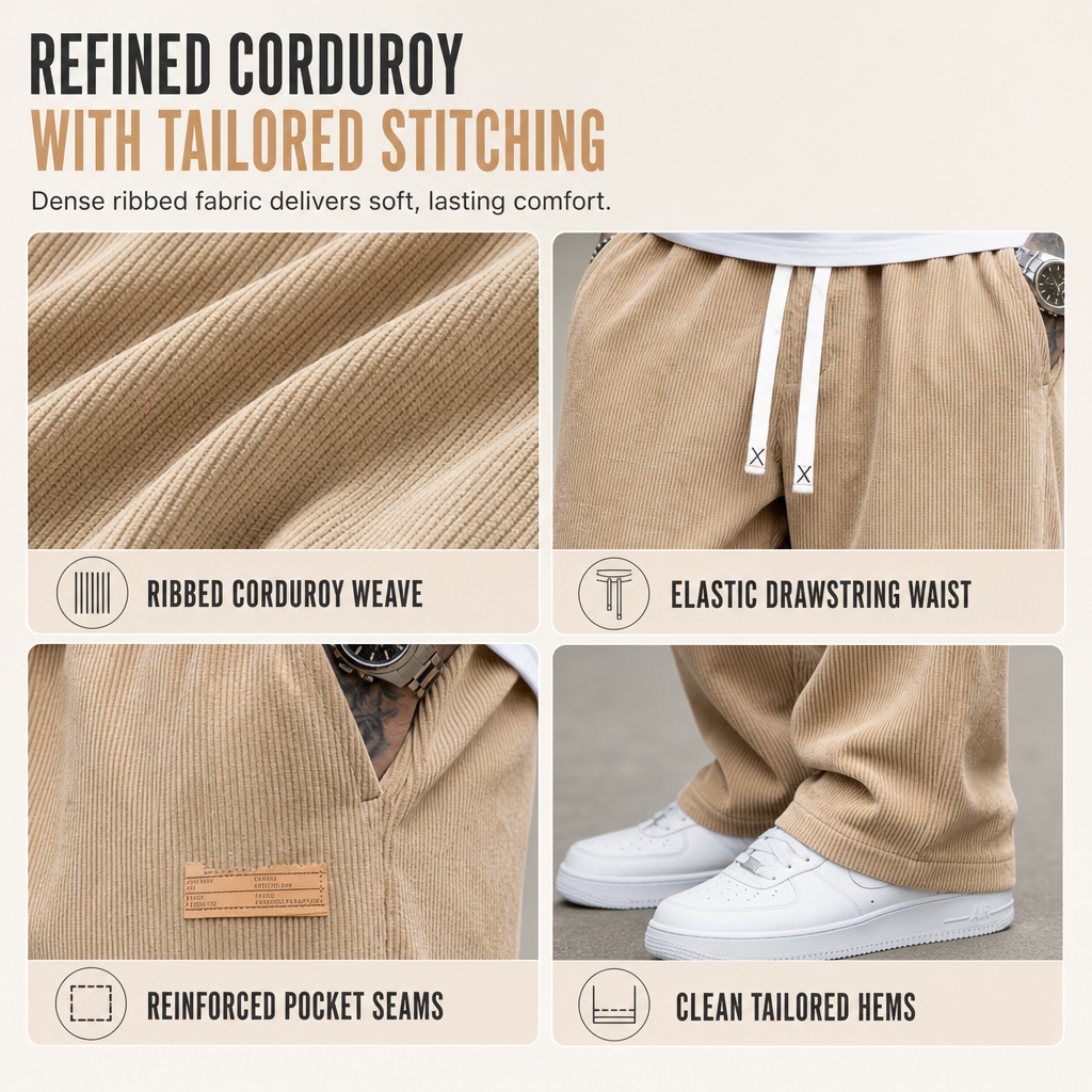 👖 Men's Lightweight Corduroy Casual Pants Loose Fit Straight Leg Trousers ✨ lightweight corduroy fabric, loose straight cut, casual daily trousers