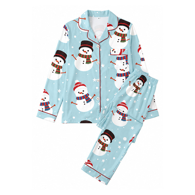 Women's Christmas Long Sleeve Notch Collar Pajama Set