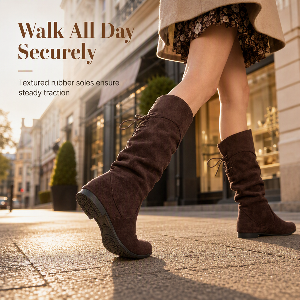 🖤👢Black Friday Sale | Faux Suede Texture, Stylish & Versatile – Women's Slouchy Mid-Calf Boots ✨