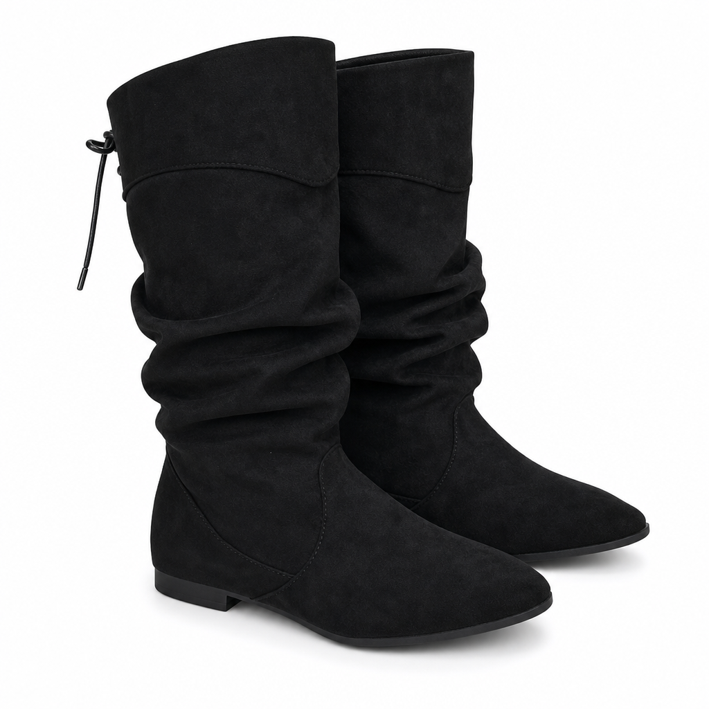 🖤👢Black Friday Sale | Faux Suede Texture, Stylish & Versatile – Women's Slouchy Mid-Calf Boots ✨