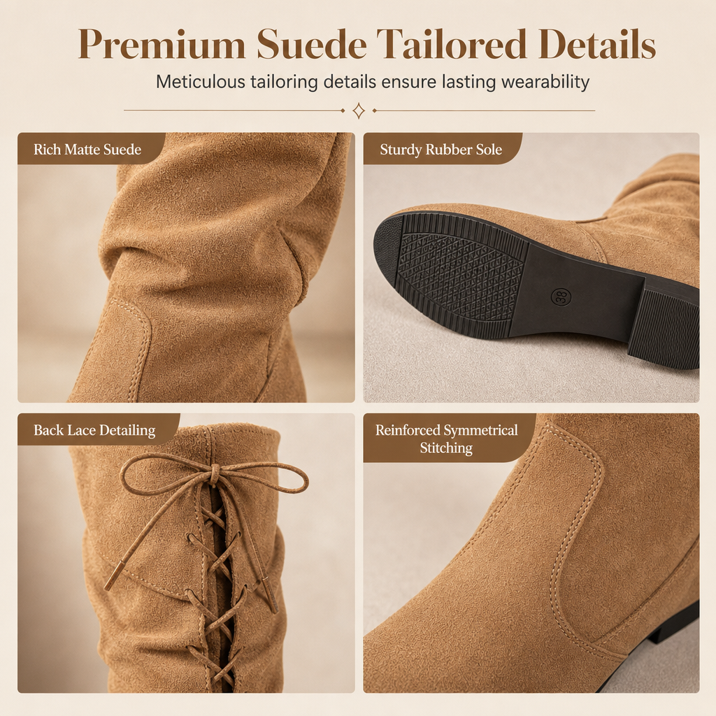 🖤👢Black Friday Sale | Faux Suede Texture, Stylish & Versatile – Women's Slouchy Mid-Calf Boots ✨