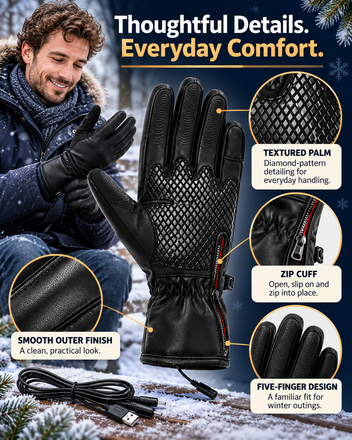 🔥❄️ WINTER WARMTH SALE! 🧣💕 50% OFF! ✨Winter Outdoor Warm Electric Heated Gloves