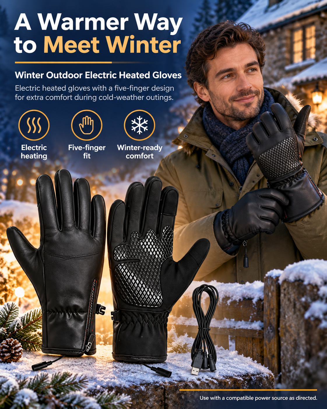 🔥❄️ WINTER WARMTH SALE! 🧣💕 50% OFF! ✨Winter Outdoor Warm Electric Heated Gloves