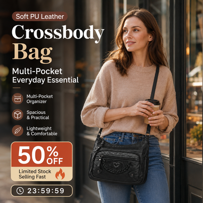💐50% OFF! 👜Women's Soft PU Crossbody Bag – Multiple Pockets for Perfect Organization